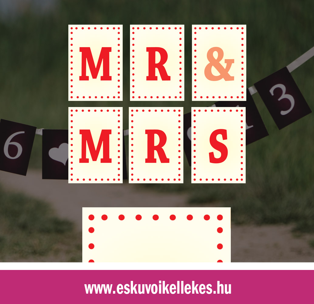 Egyedi Mr&Mrs vagy dátumos szalag – pöttyös szegély