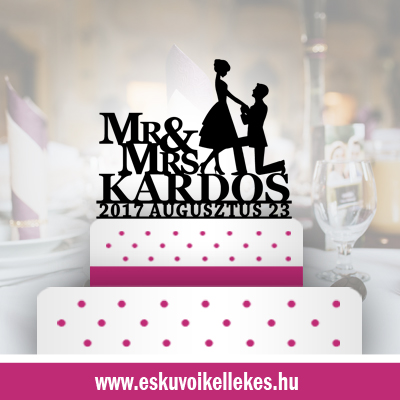Mr & Mrs esküvői tortadísz (52) + ajándék talapzat