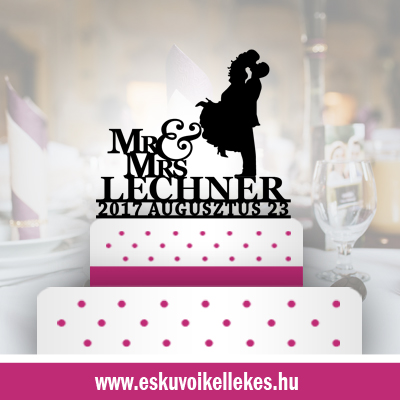 Mr & Mrs esküvői tortadísz (56) + ajándék talapzat
