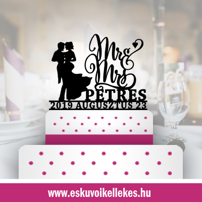 Mr & Mrs esküvői tortadísz (58) + ajándék talapzat