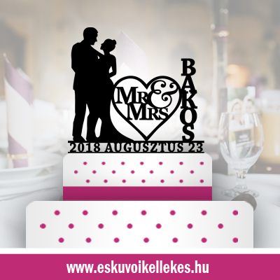Mr & Mrs esküvői tortadísz (59) + ajándék talapzat
